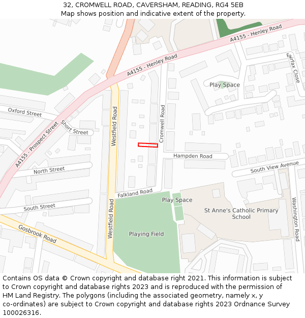 32, CROMWELL ROAD, CAVERSHAM, READING, RG4 5EB: Location map and indicative extent of plot