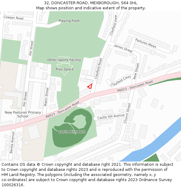 32, DONCASTER ROAD, MEXBOROUGH, S64 0HL: Location map and indicative extent of plot