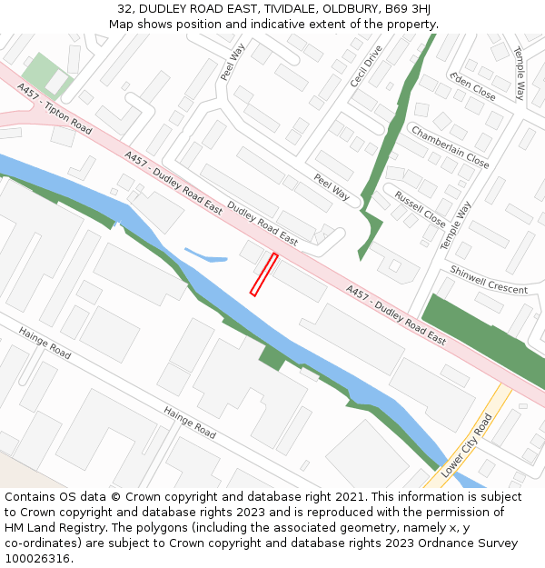 32, DUDLEY ROAD EAST, TIVIDALE, OLDBURY, B69 3HJ: Location map and indicative extent of plot