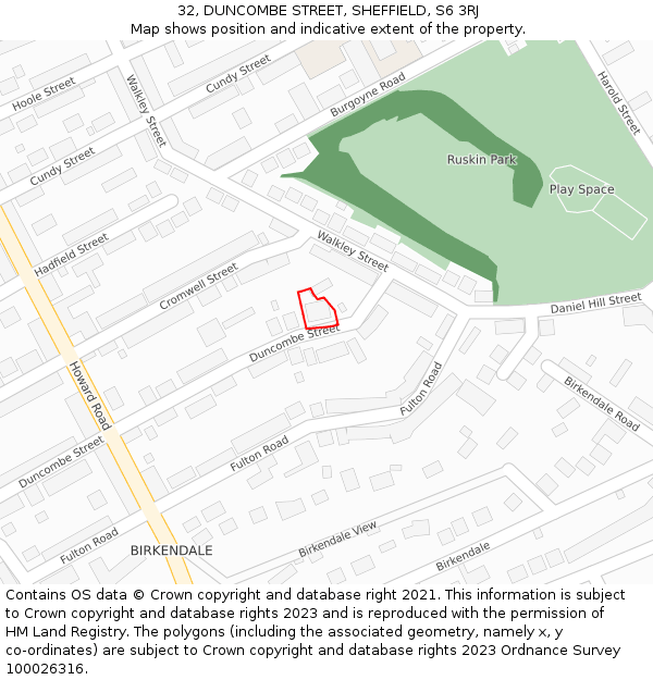 32, DUNCOMBE STREET, SHEFFIELD, S6 3RJ: Location map and indicative extent of plot