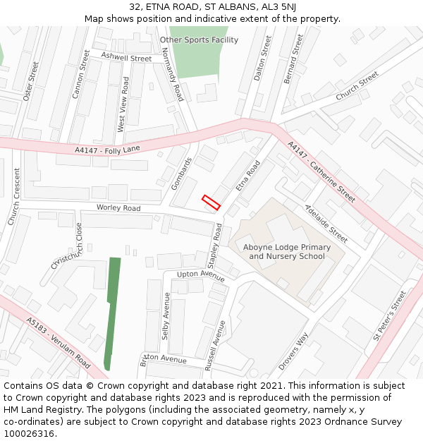 32, ETNA ROAD, ST ALBANS, AL3 5NJ: Location map and indicative extent of plot