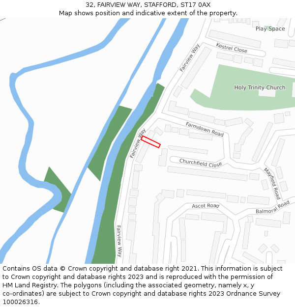 32, FAIRVIEW WAY, STAFFORD, ST17 0AX: Location map and indicative extent of plot