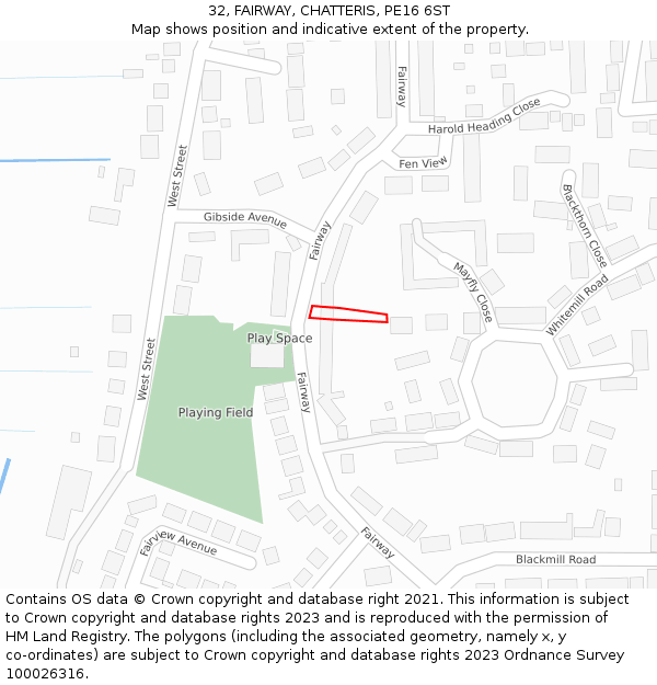 32, FAIRWAY, CHATTERIS, PE16 6ST: Location map and indicative extent of plot