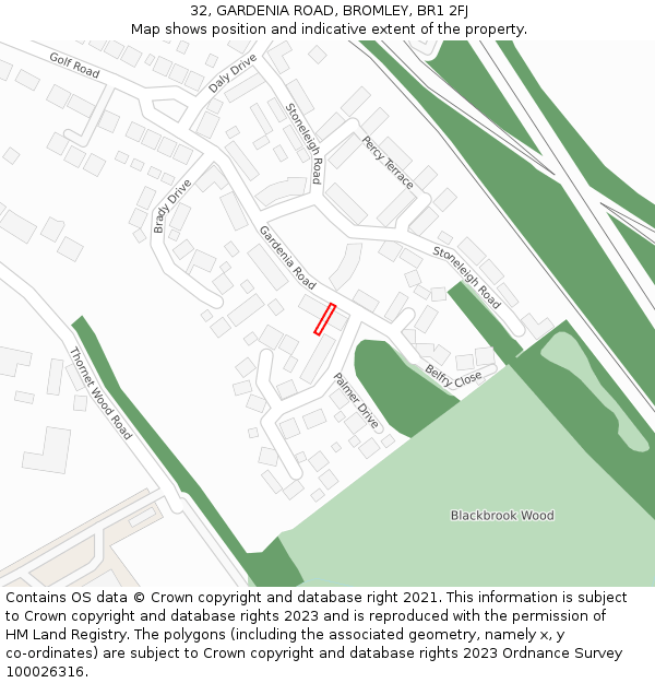 32, GARDENIA ROAD, BROMLEY, BR1 2FJ: Location map and indicative extent of plot