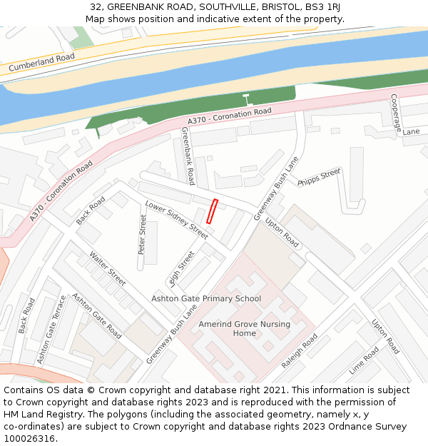 32, GREENBANK ROAD, SOUTHVILLE, BRISTOL, BS3 1RJ: Location map and indicative extent of plot