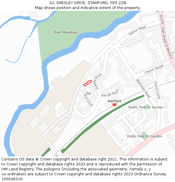 32, GRESLEY DRIVE, STAMFORD, PE9 2ZB: Location map and indicative extent of plot