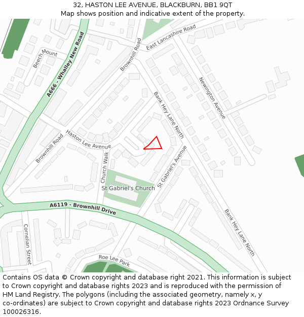 32, HASTON LEE AVENUE, BLACKBURN, BB1 9QT: Location map and indicative extent of plot