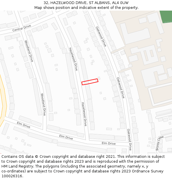 32, HAZELWOOD DRIVE, ST ALBANS, AL4 0UW: Location map and indicative extent of plot