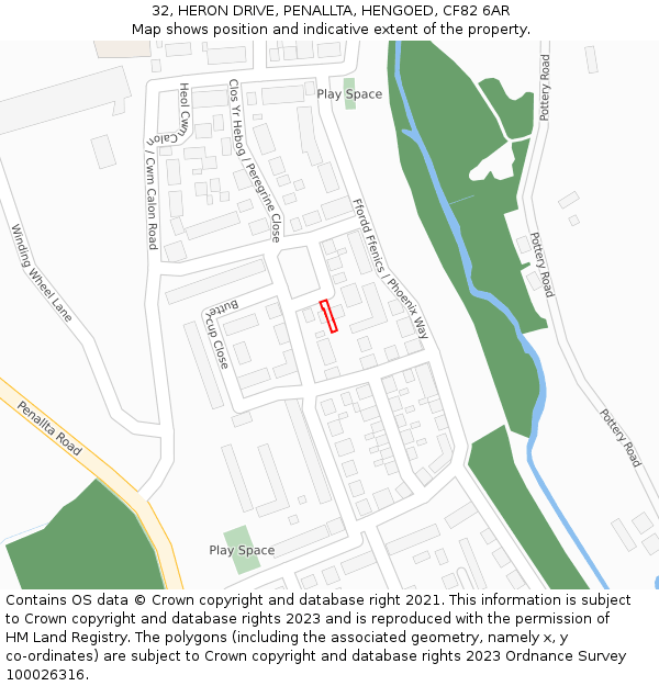 32, HERON DRIVE, PENALLTA, HENGOED, CF82 6AR: Location map and indicative extent of plot