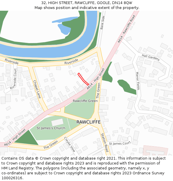 32, HIGH STREET, RAWCLIFFE, GOOLE, DN14 8QW: Location map and indicative extent of plot