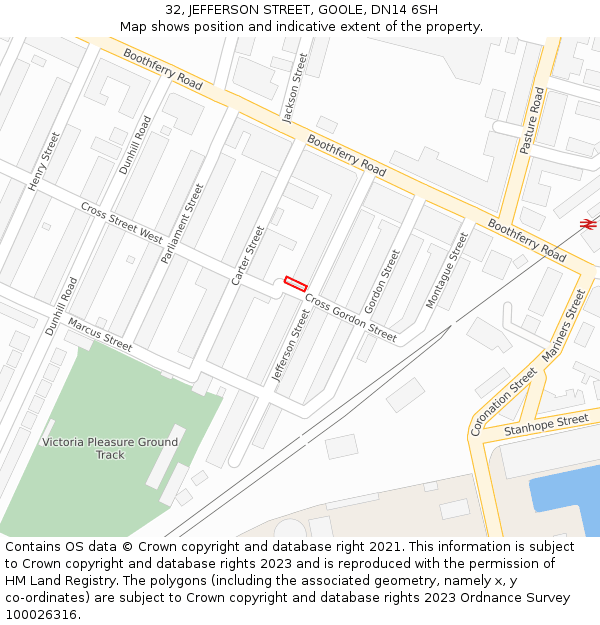 32, JEFFERSON STREET, GOOLE, DN14 6SH: Location map and indicative extent of plot