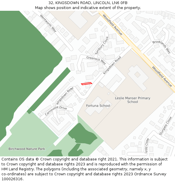 32, KINGSDOWN ROAD, LINCOLN, LN6 0FB: Location map and indicative extent of plot
