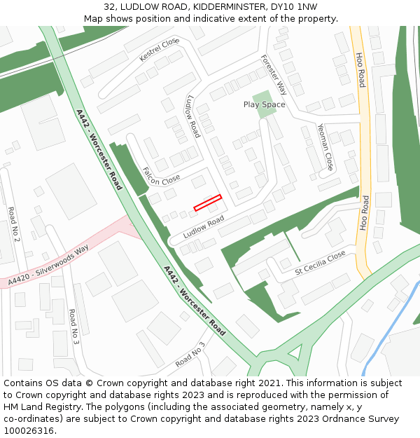 32, LUDLOW ROAD, KIDDERMINSTER, DY10 1NW: Location map and indicative extent of plot