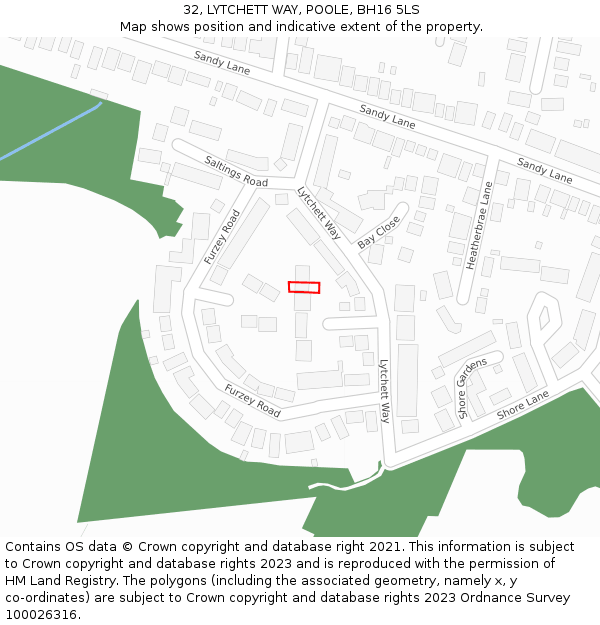 32, LYTCHETT WAY, POOLE, BH16 5LS: Location map and indicative extent of plot