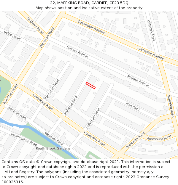 32, MAFEKING ROAD, CARDIFF, CF23 5DQ: Location map and indicative extent of plot