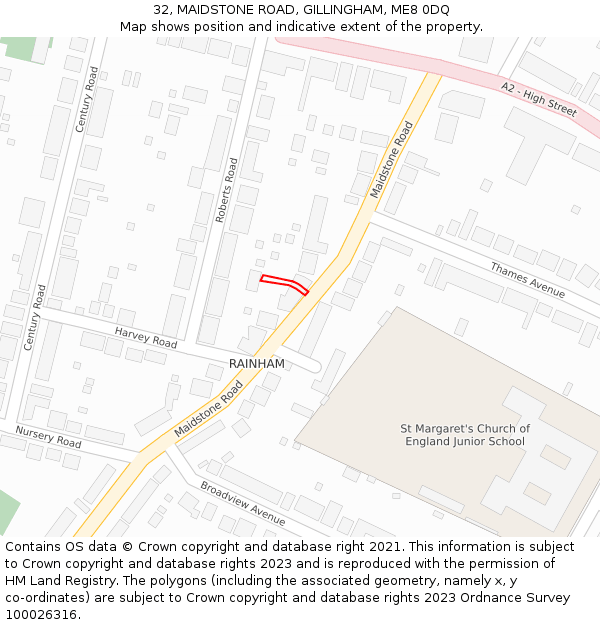32, MAIDSTONE ROAD, GILLINGHAM, ME8 0DQ: Location map and indicative extent of plot