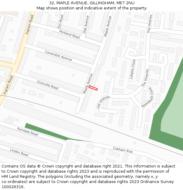 32, MAPLE AVENUE, GILLINGHAM, ME7 2NU: Location map and indicative extent of plot