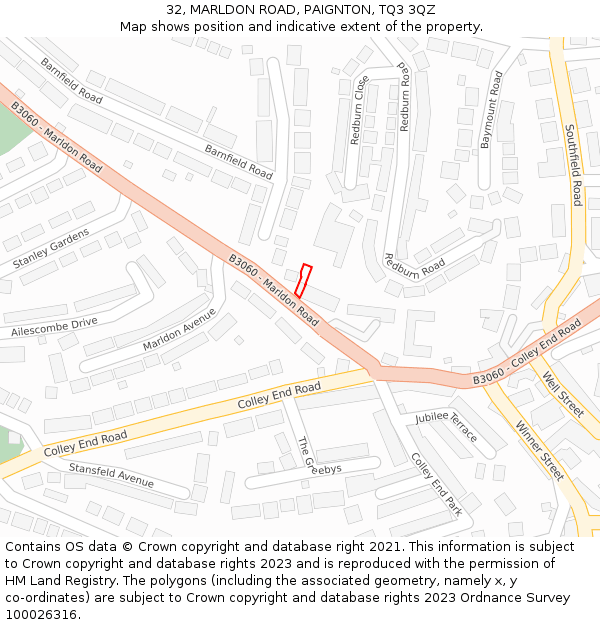 32, MARLDON ROAD, PAIGNTON, TQ3 3QZ: Location map and indicative extent of plot
