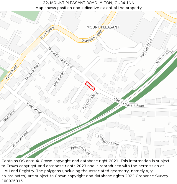 32, MOUNT PLEASANT ROAD, ALTON, GU34 1NN: Location map and indicative extent of plot