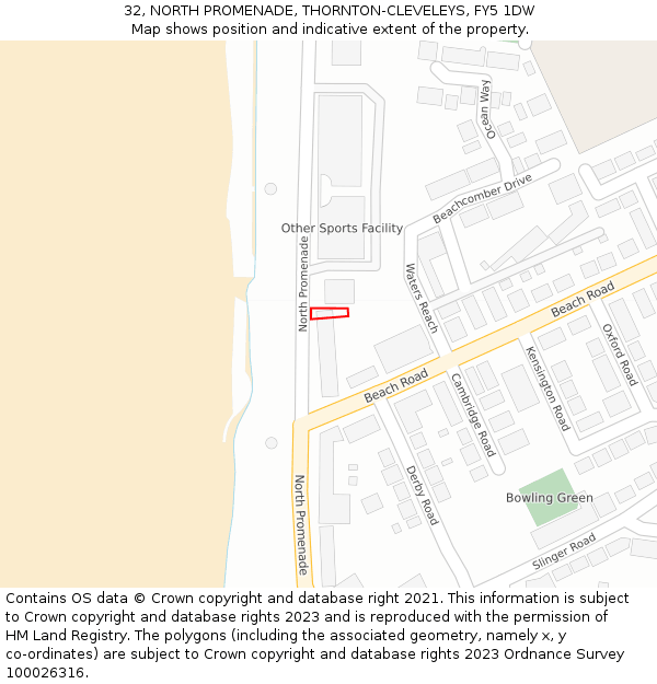 32, NORTH PROMENADE, THORNTON-CLEVELEYS, FY5 1DW: Location map and indicative extent of plot