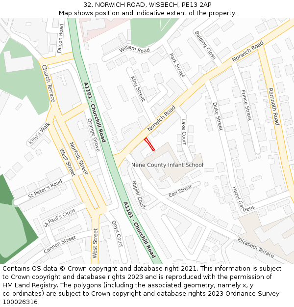 32, NORWICH ROAD, WISBECH, PE13 2AP: Location map and indicative extent of plot