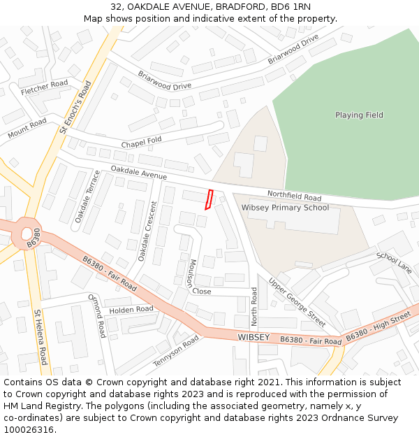 32, OAKDALE AVENUE, BRADFORD, BD6 1RN: Location map and indicative extent of plot