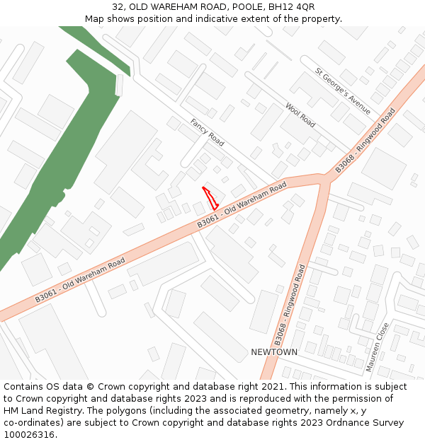 32, OLD WAREHAM ROAD, POOLE, BH12 4QR: Location map and indicative extent of plot