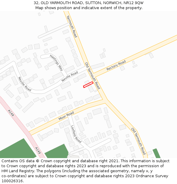 32, OLD YARMOUTH ROAD, SUTTON, NORWICH, NR12 9QW: Location map and indicative extent of plot