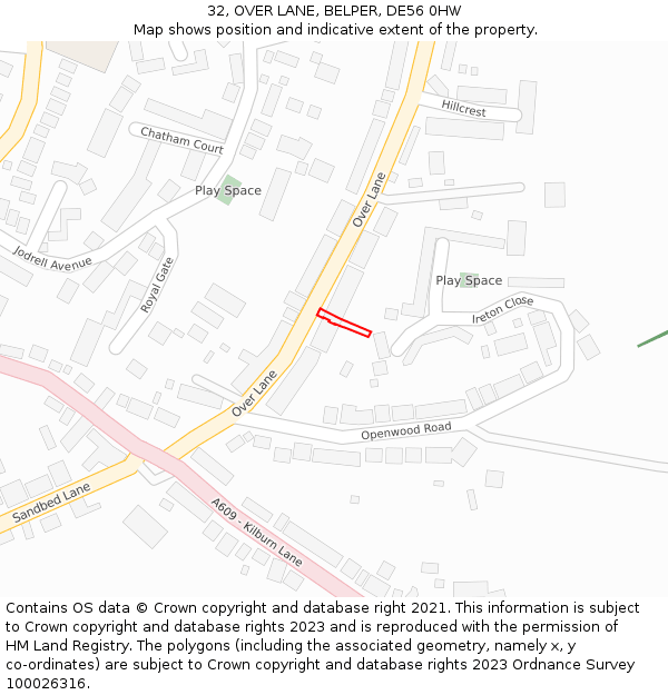 32, OVER LANE, BELPER, DE56 0HW: Location map and indicative extent of plot