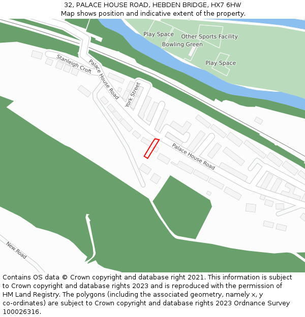 32, PALACE HOUSE ROAD, HEBDEN BRIDGE, HX7 6HW: Location map and indicative extent of plot