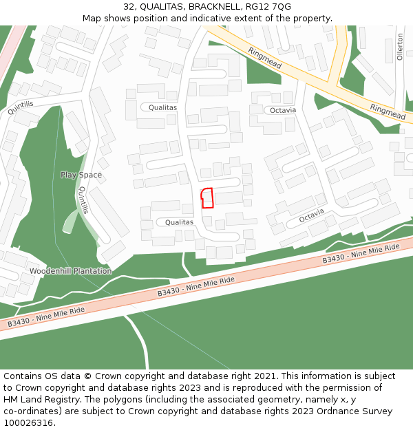 32, QUALITAS, BRACKNELL, RG12 7QG: Location map and indicative extent of plot