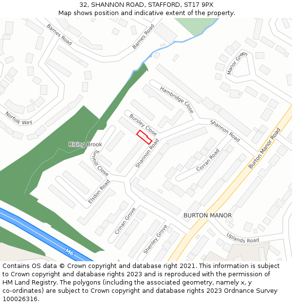 32, SHANNON ROAD, STAFFORD, ST17 9PX: Location map and indicative extent of plot