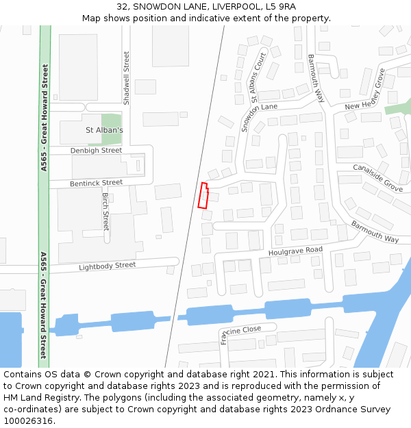 32, SNOWDON LANE, LIVERPOOL, L5 9RA: Location map and indicative extent of plot