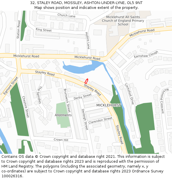 32, STALEY ROAD, MOSSLEY, ASHTON-UNDER-LYNE, OL5 9NT: Location map and indicative extent of plot