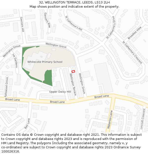 32, WELLINGTON TERRACE, LEEDS, LS13 2LH: Location map and indicative extent of plot