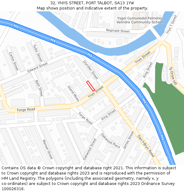 32, YNYS STREET, PORT TALBOT, SA13 1YW: Location map and indicative extent of plot