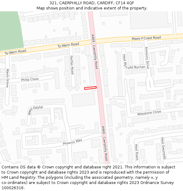 321, CAERPHILLY ROAD, CARDIFF, CF14 4QF: Location map and indicative extent of plot