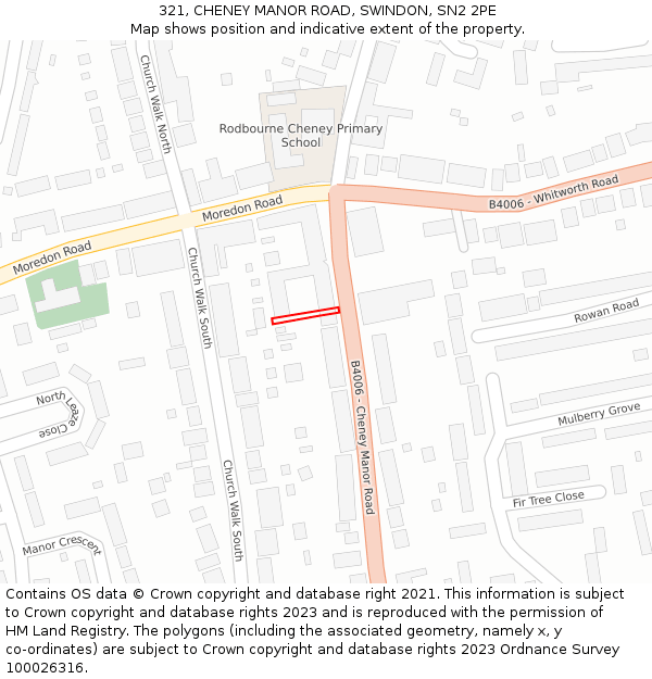 321, CHENEY MANOR ROAD, SWINDON, SN2 2PE: Location map and indicative extent of plot