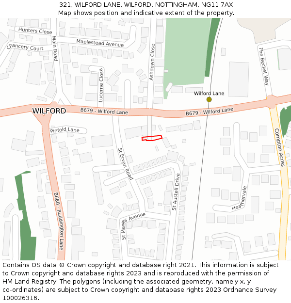 321, WILFORD LANE, WILFORD, NOTTINGHAM, NG11 7AX: Location map and indicative extent of plot
