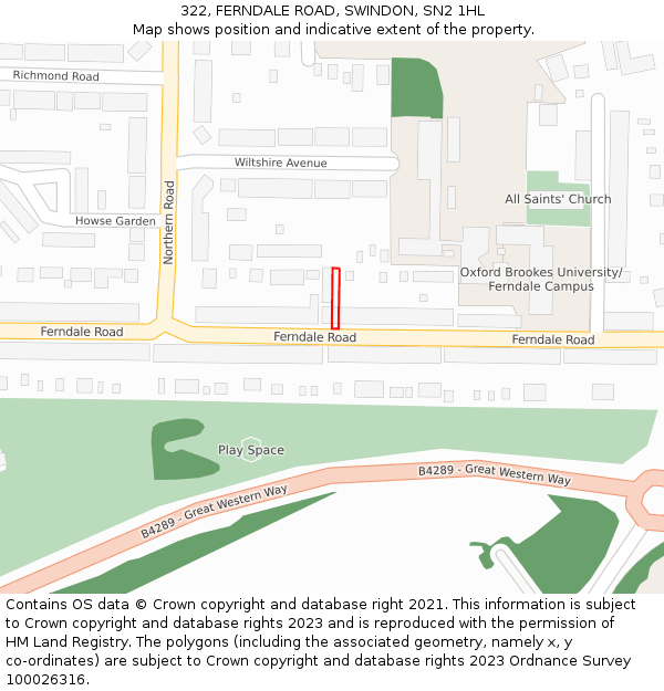 322, FERNDALE ROAD, SWINDON, SN2 1HL: Location map and indicative extent of plot