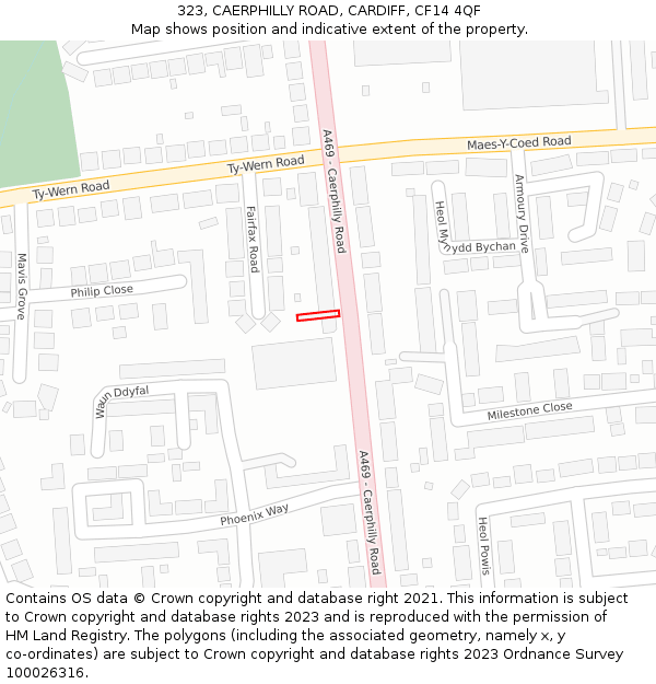 323, CAERPHILLY ROAD, CARDIFF, CF14 4QF: Location map and indicative extent of plot