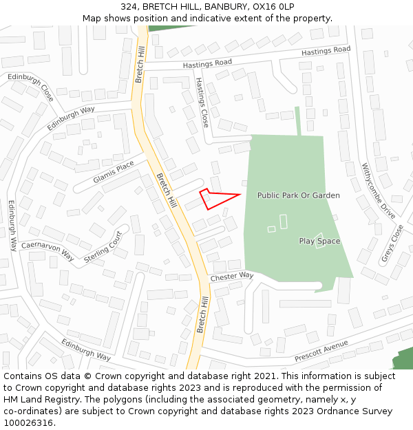 324, BRETCH HILL, BANBURY, OX16 0LP: Location map and indicative extent of plot