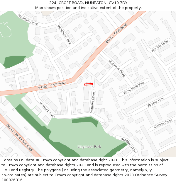 324, CROFT ROAD, NUNEATON, CV10 7DY: Location map and indicative extent of plot