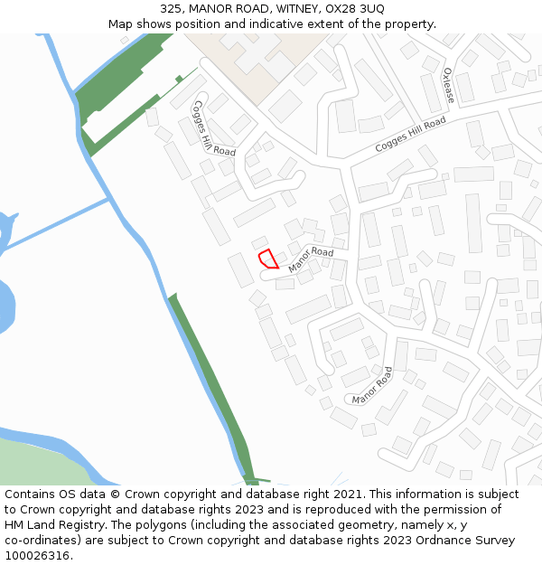 325, MANOR ROAD, WITNEY, OX28 3UQ: Location map and indicative extent of plot