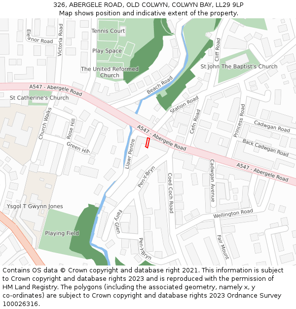326, ABERGELE ROAD, OLD COLWYN, COLWYN BAY, LL29 9LP: Location map and indicative extent of plot