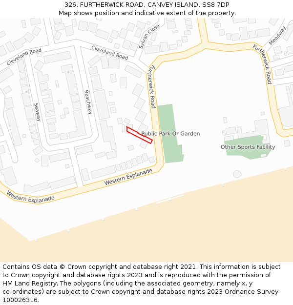 326, FURTHERWICK ROAD, CANVEY ISLAND, SS8 7DP: Location map and indicative extent of plot