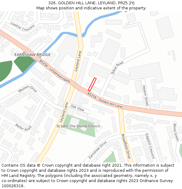 326, GOLDEN HILL LANE, LEYLAND, PR25 2YJ: Location map and indicative extent of plot
