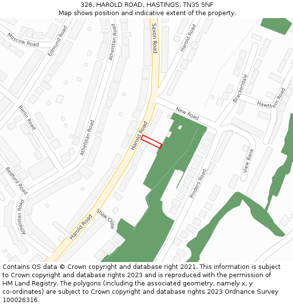 326, HAROLD ROAD, HASTINGS, TN35 5NF: Location map and indicative extent of plot