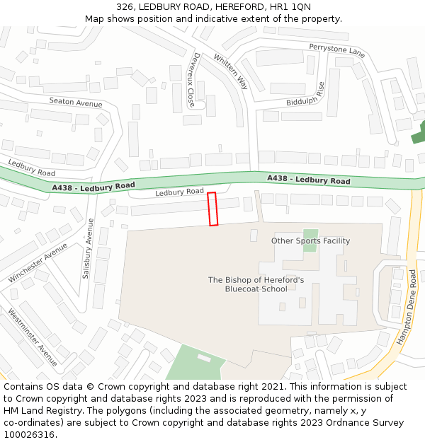 326, LEDBURY ROAD, HEREFORD, HR1 1QN: Location map and indicative extent of plot