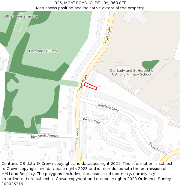 326, MOAT ROAD, OLDBURY, B68 8EE: Location map and indicative extent of plot
